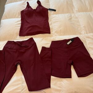 Oner Active Burgundy Leggings and Shorts Set